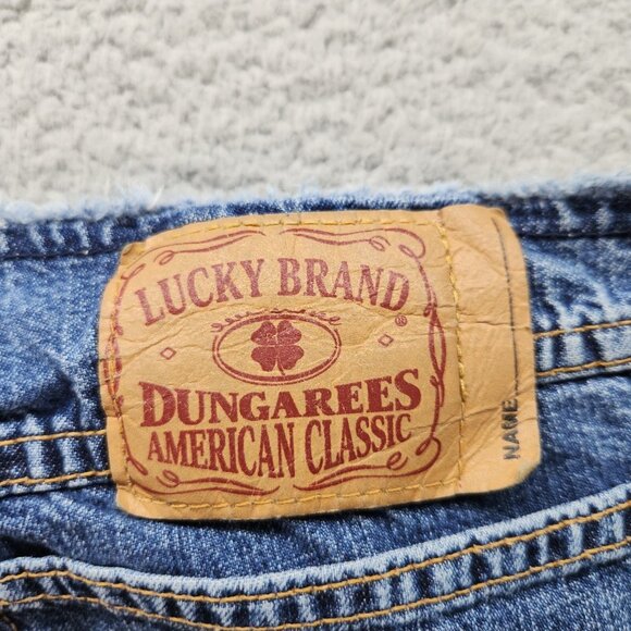 Women's Size 14 Lucky Brand Jeans Dungarees Bootcut Frayed Relaxed Classic Denim - Picture 11 of 11